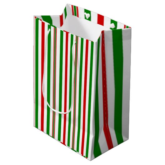 クリスマス装飾ストライプ品 ミディアムペーパーバッグ (正面アングル)