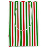 クリスマス装飾ストライプ品 ミディアムペーパーバッグ (正面)