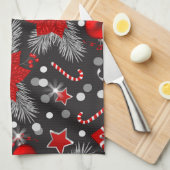 クリスマス装飾パターンデザイン キッチンタオル (四つ折り)