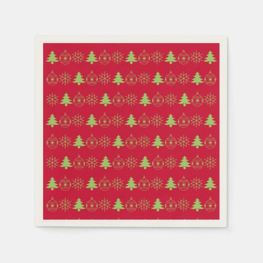 クリスマス装飾ホリデープリントスタンダードコクタ スタンダードカクテルナプキン (正面)