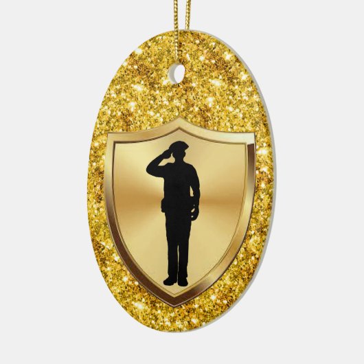 クリスマス装飾品に敬意を表する警察官 セラミックオーナメント (左)
