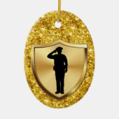 クリスマス装飾品に敬意を表する警察官 セラミックオーナメント (正面)