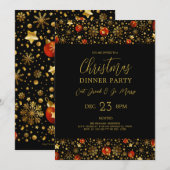 クリスマス装飾枠 - 夕食の招待 招待状 (正面/裏面)
