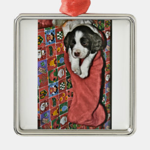 クリスマス装飾用の子犬 メタルオーナメント