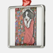 クリスマス装飾用の子犬 メタルオーナメント (左)