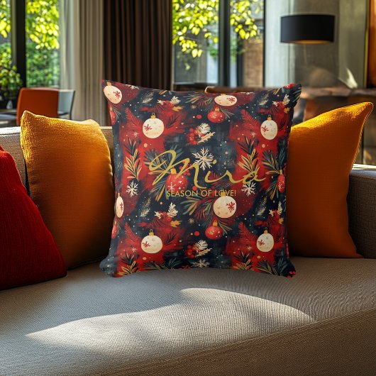 クリスマス装飾用クッションとフェスティバルデザインと引用文 クッション