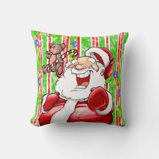 クリスマス装飾用クッションストライプテディベア クッション (正面)