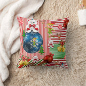 クリスマス装飾用クッションテディベアストライプー クッション (ブランケット)