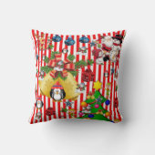 クリスマス装飾用クッションペンギンストライプ雪だるま クッション (裏面)