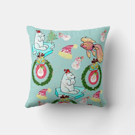 クリスマス装飾用クッションポーラーベアーフィッシュ雪だるま クッション (裏面)