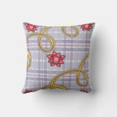 クリスマス装飾用クッション、ブループレイドレッドボウ クッション (裏面)