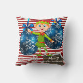 クリスマス装飾用クッション、小妖精や小人ストライプ クッション (裏面)