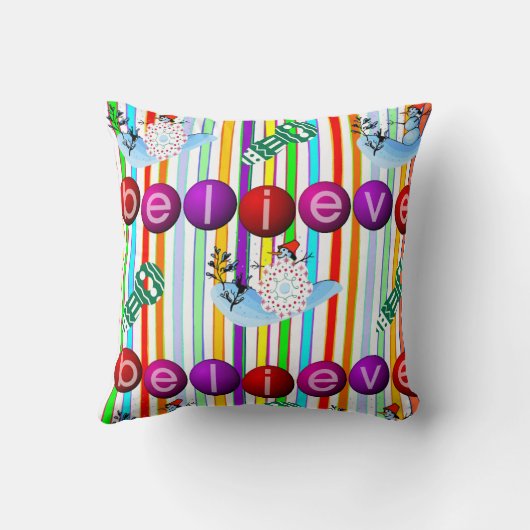 クリスマス装飾用クッション、雪だるま信じ クッション (裏面)