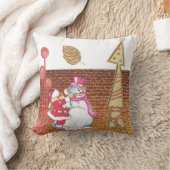 クリスマス装飾用クッション、雪だるま金ゴールド クッション (ブランケット)