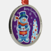 クリスマス装飾雪だるまの音楽バンド。 メタルオーナメント (右)