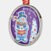 クリスマス装飾雪だるまの音楽バンド。 メタルオーナメント (左)