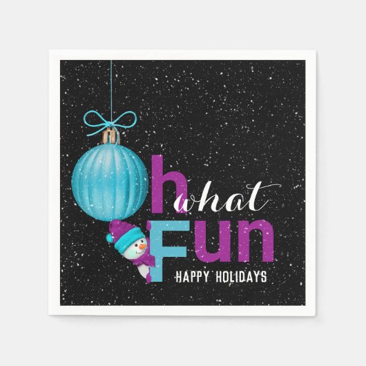 クリスマス装飾雪だるま スタンダードカクテルナプキン (正面)