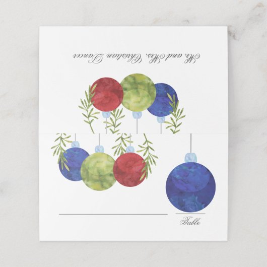 クリスマス装飾 数々の|-color on white |結婚の プレイスカード (外部開封)