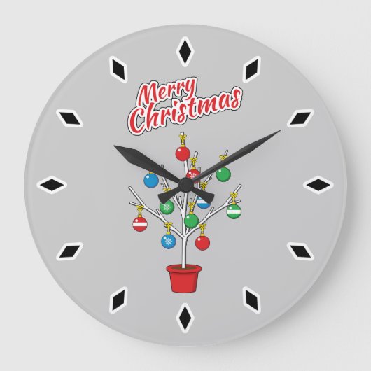 クリスマス裸木 – メリークリスマス ラージ壁時計 (正面)