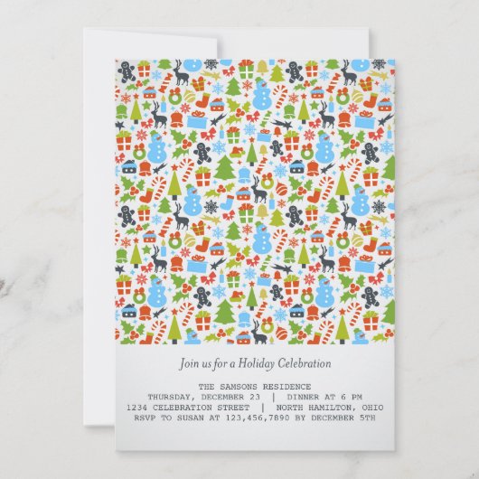 クリスマス要素のホリデー/クリスマスパーティー招待状 招待状 (正面)