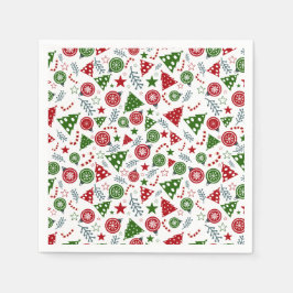 クリスマス要素パターン スタンダードカクテルナプキン