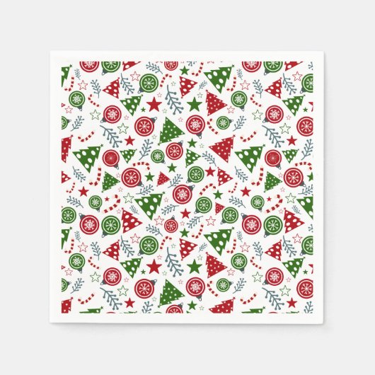 クリスマス要素パターン スタンダードカクテルナプキン (正面)