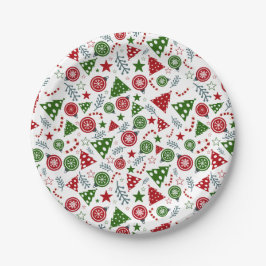 クリスマス要素パターン ペーパープレート
