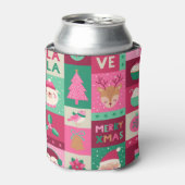 クリスマス要素、シームレスなグリッドパターン。 缶クーラー (缶正面)