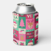 クリスマス要素、シームレスなグリッドパターン。 缶クーラー (缶裏面)