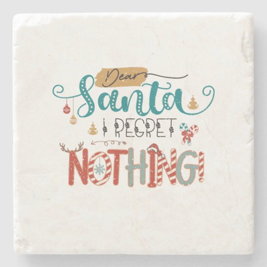 クリスマス親愛ギフトサンタI後悔なし ストーンコースター (正面)