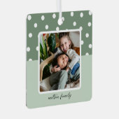 クリスマス記念の写真と水玉模様 メタルオーナメント (正面右)