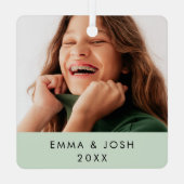 クリスマス記念の写真と水玉模様 メタルオーナメント (裏面)