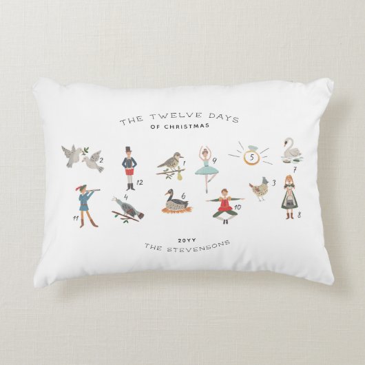 クリスマス記念パーソナライズされた日12 アクセントクッション (正面)