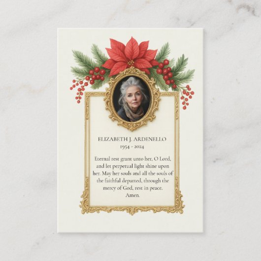 クリスマス記念祈りの言葉葬儀写真 名刺 (正面)