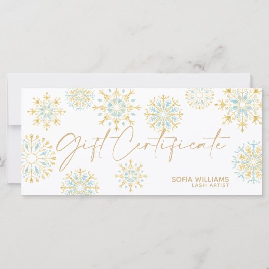 クリスマス証明書ギフトカード追加ロゴ雪 (正面)
