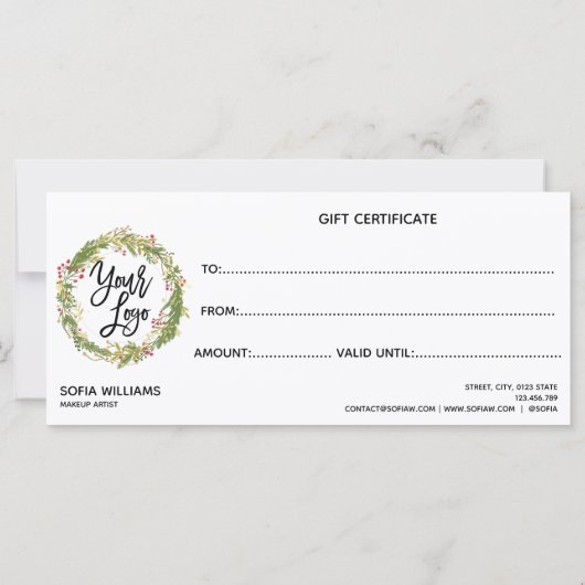 クリスマス証明書ギフトカード追加ロゴ (裏面)