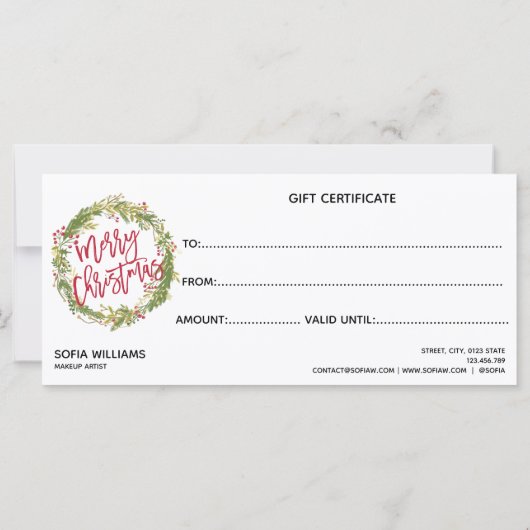 クリスマス証明書ギフトカード追加ロゴ (裏面)