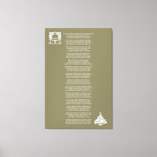 クリスマス詩のキャンバスの前の夜 キャンバスプリント (正面)