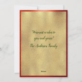 クリスマス詩の休日エレガント赤と金ゴールドカード シーズンカード (裏面)