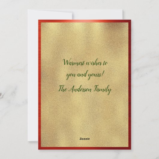 クリスマス詩の休日エレガント赤と金ゴールドカード シーズンカード (裏面)