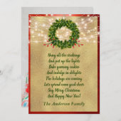 クリスマス詩リースホリデーエレガントファミリーフォト シーズンカード (正面/裏面)