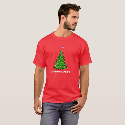 クリスマス誇りを持った愛国的なクリスマスTシャツ Tシャツ (正面フル)