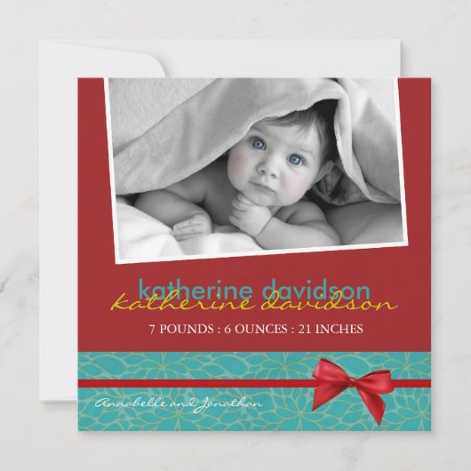 クリスマス誕生のお知らせの写真カード シーズンカード (正面)