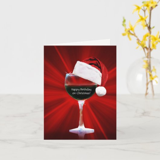 クリスマス誕生日おもしろいワインのテーマ カード (黄色い花)
