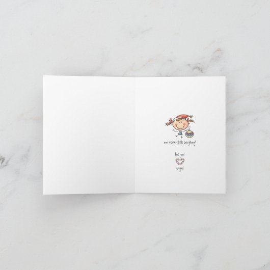 クリスマス誕生日から生まれた可愛いラインアート漫画 カード (内部)