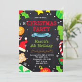 クリスマス誕生日のプレゼント交換の招待状 招待状 (スタンド正面)