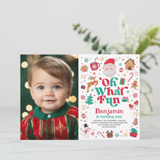 クリスマス誕生日オ何おもしろいボーイバースデーパーティー 招待状 (スタンド正面)