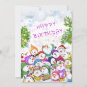 クリスマス誕生日カード ハッピースノーマンのパーティー (正面)