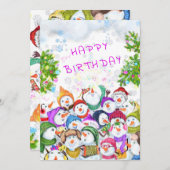 クリスマス誕生日カード ハッピースノーマンのパーティー (正面/裏面)
