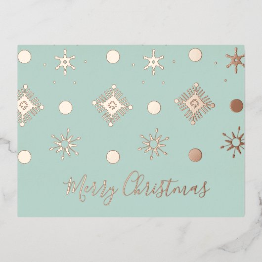 クリスマス誕生日スノーフレークスフォイルホリデー 箔シーズンポストカード (正面)